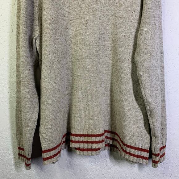 SMARTWOOL Sweater Larimer V-Neck Merino‎ Oatmeal Heather Varsity Ringer Ribbed - Picture 6 of 12